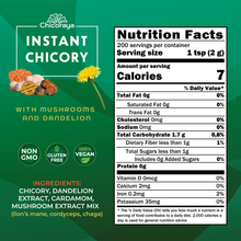 Load image into Gallery viewer, Mushroom &amp; Dandelion Mix Chicory, Lion’s Mane, Cordyceps, Dandelion Vegan No Caffeine 14.1oz
